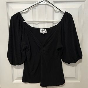 Who Wear What When Where twist front puff 3/4 sleeve top